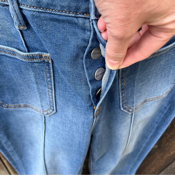 Driftwood Rosie Button-fly Pintuck Flare Jeans Sz 27 - Picture 8 of 15